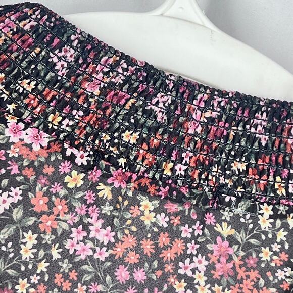 American Eagle Womens Mini Dress Small Burgundy Floral Button Tiered Lined Boho - Picture 10 of 14